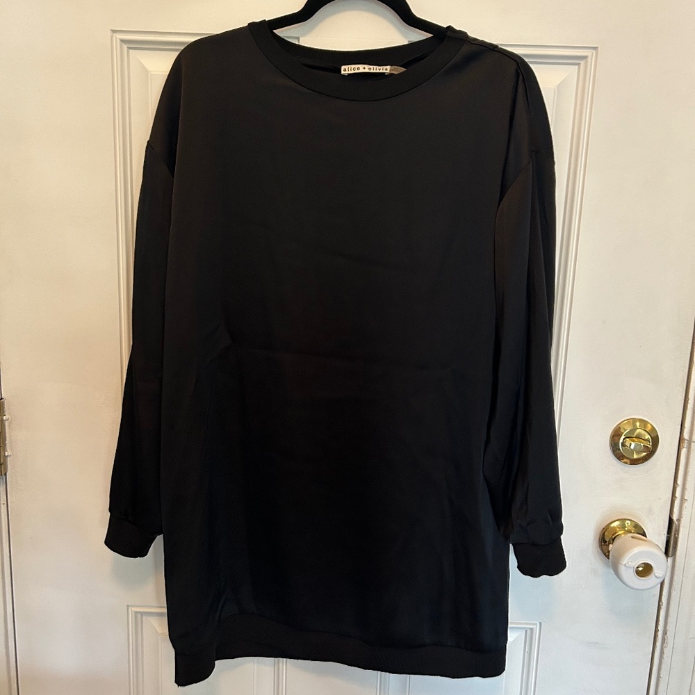 Alice + Olivia Black Silky Mini Dress, Size M